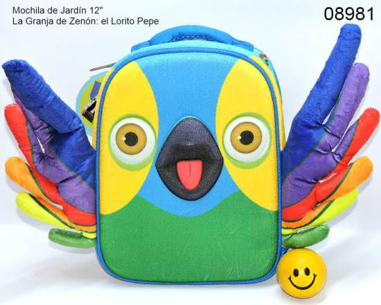 Imagen de MOCHILA DE JARDIN 12" "LA GRANJA DE ZENON: LORITO PEPE" 1.26